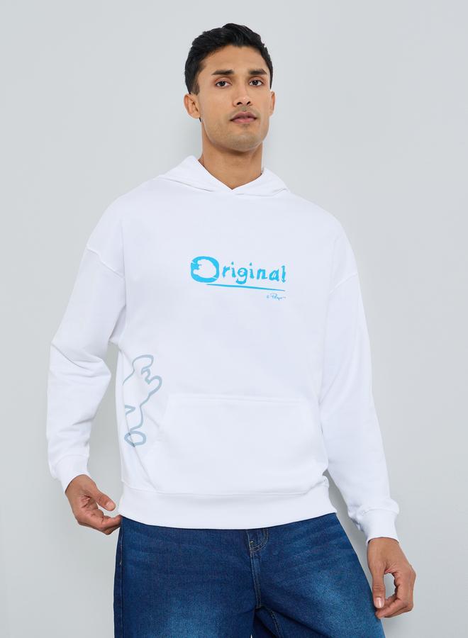 Styli Men White Smurf Graphic Print Hoodie - Image 3